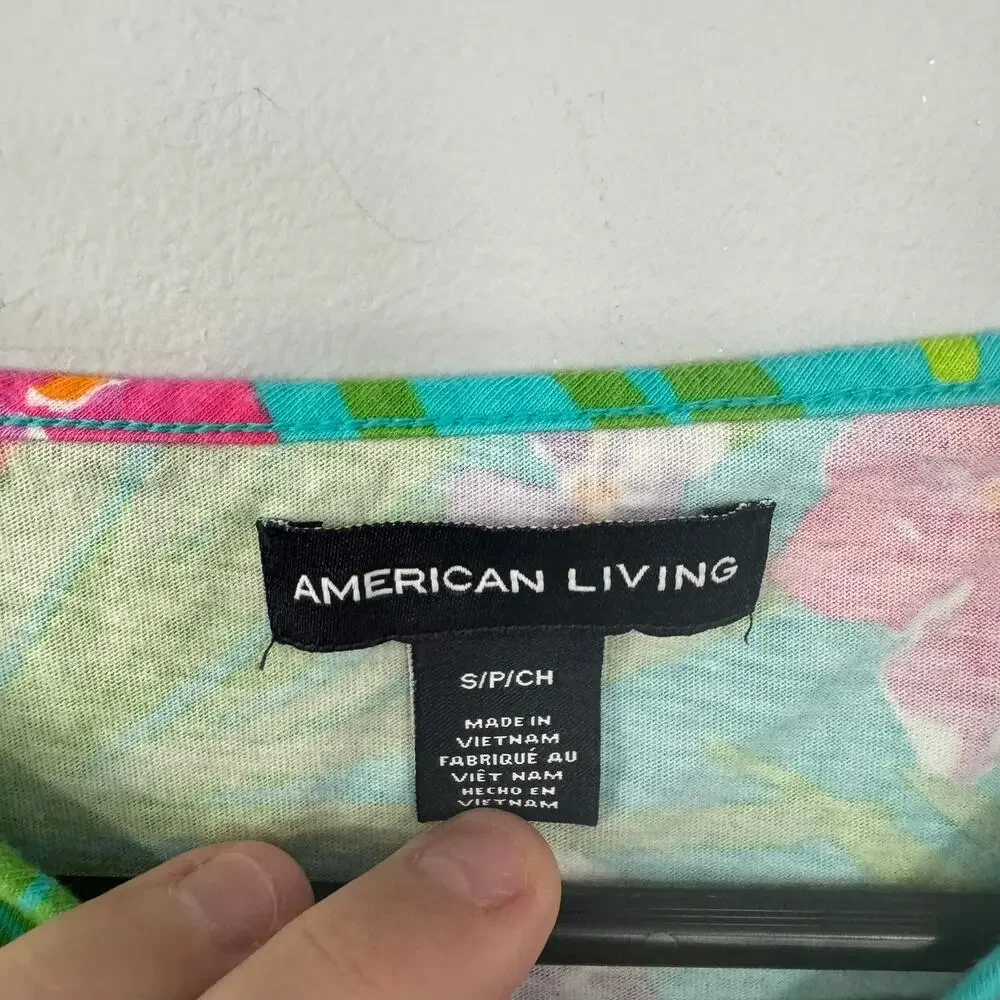 American Living Bright Tropical Floral Print Top Size Small Sleeveless Hawaiian - Picture 3 of 5